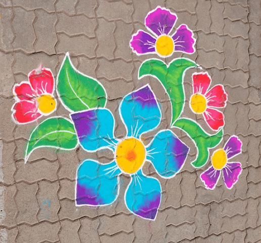 water-colours rangoli design for diwali