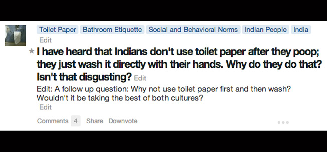 A Guy Asked Why Indians Don't Use Toilet Paper After Pooping & Indians Shut Him Up Forever With Some Epic Replies-1