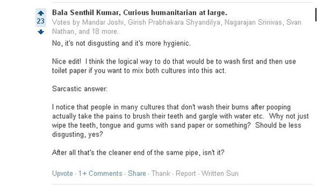 A Guy Asked Why Indians Don't Use Toilet Paper After Pooping & Indians Shut Him Up Forever With Some Epic Replies-2