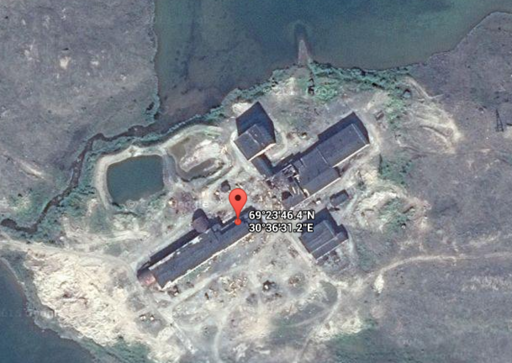 Screenshot of the exact location of the Kola Superdeep on the satellite