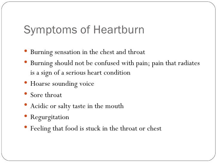 Symptoms of Heartburn