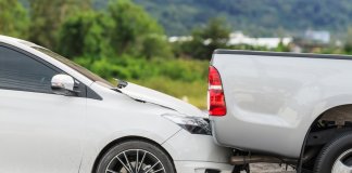 Car accident involving two cars on the road